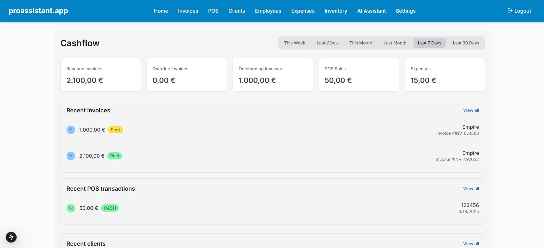 ProAssistant Dashboard Preview